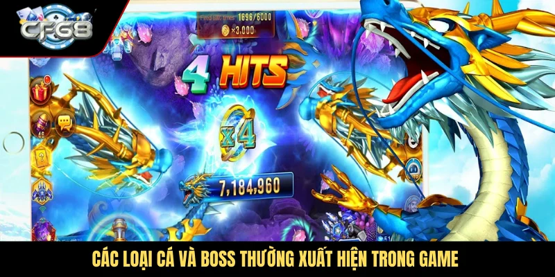 Các loại cá và boss thường xuất hiện trong game