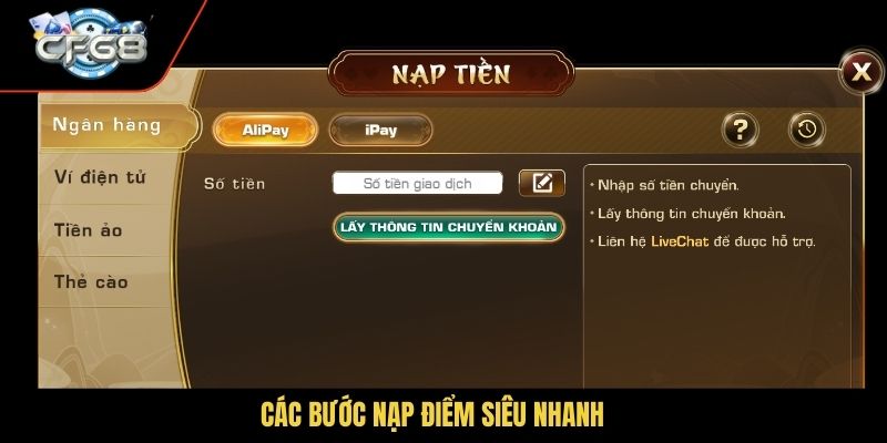Các bước nạp điểm siêu nhanh